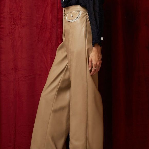 SISTER JANE *Dream Valentina Faux Leather Trousers* ~ Wide Leg ~ High Rise ~ NEW - Picture 5 of 15